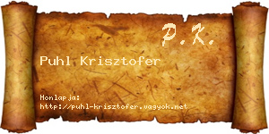 Puhl Krisztofer névjegykártya